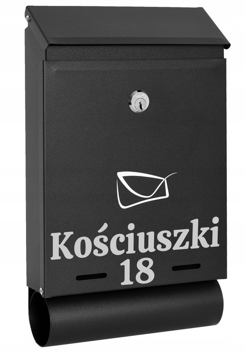 SKRZYNKA POCZTOWA NA LISTY Z NUMEREM DOMU ADRESEM NAZWĄ ULICY NAPISAMI