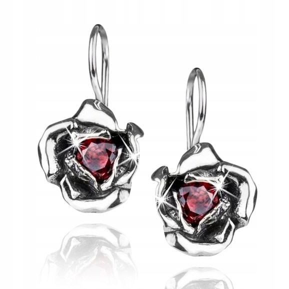 PIĘKNE KOLCZYKI SREBRNE WISZĄCE SREBRO PRÓBA 925 RÓŻE RODOWANE NA ŚWIĘTA