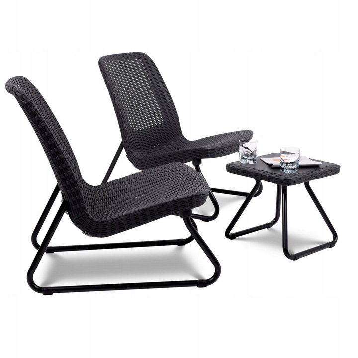 Zestaw Mebli Keter dla 2 osób RIO PATIO SET FOTELE I STOLIK ANTRACYT