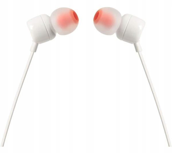 Słuchawki przewodowe JBL T110 Pure Bass Mikrofon Białe dokanałowe