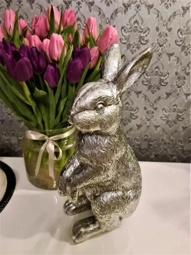 FIGURKA OZDOBNA - SREBRNY ZAJĄC KRÓLIK model I