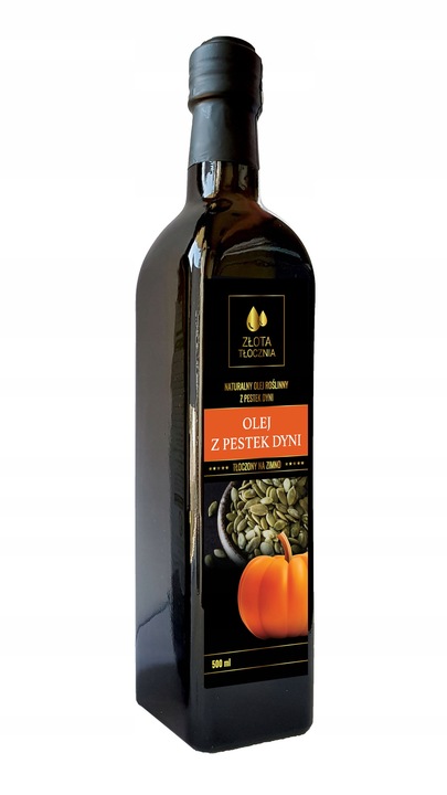 Olej z pestek dyni 500ml zimnotłoczony 100% świeży z polskich pestek