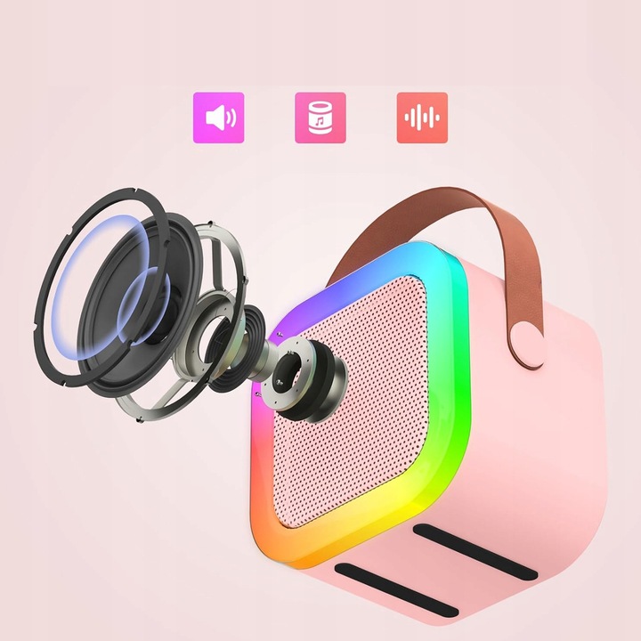 URZĄDZENIE ZESTAW DO KARAOKE, 2 MIKROFONY, GŁOŚNIK BLUETOOTH Z 3 TRYBY LED