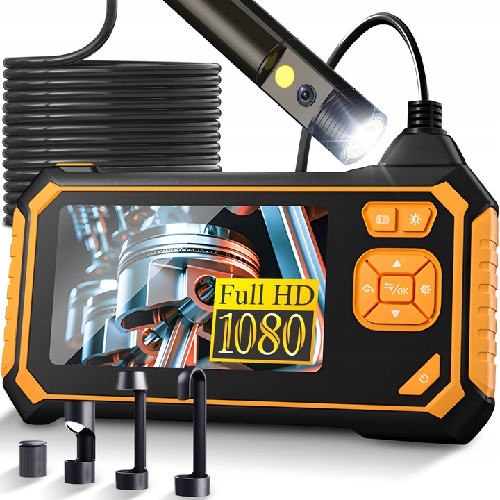 KAMERA INSPEKCYJNA ENDOSKOP 3M LCD HD 4,3" 8MM FULL HD 360° MICRO SD 64GB