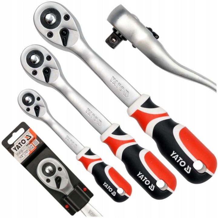 YATO - 3 SZTUKI - GRZECHOTKI WYGIĘTE 1/2 3/8 1/4''