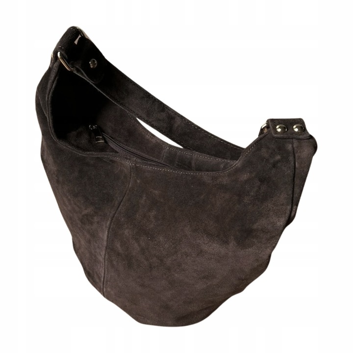 CZEKOLADOWA ZAMSZOWA TOREBKA WOREK BRĄZOWA TOREBKA ZAMSZ NATURALNY ZAMEK