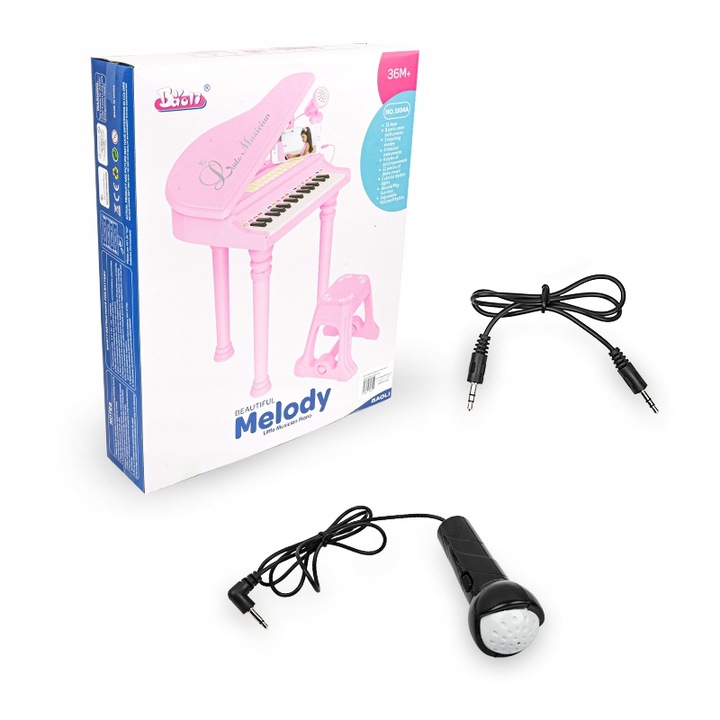 PIANINKO DLA DZIECI EDUKACYJNE ORGANKI NAUKA GRY MIKROFON PIANINO + TABORET