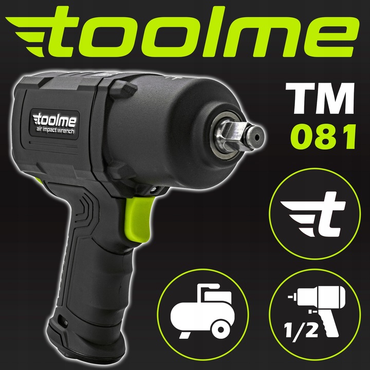 UDAROWY klucz pneumatyczny 1650Nm TOOLME kompozytowy do kół Z UDAREM 1/2 "