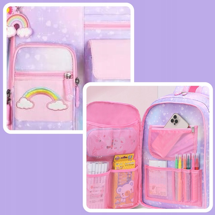 PLECAK SZKOLNY TORNISTER DLA DZIEWCZYNKI KLASA 1-3 WIELOKOMORY DO SZKOŁY