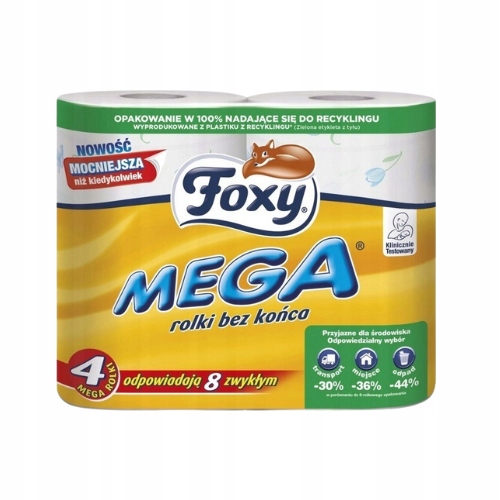 FOXY MEGA PAPIER TOALETOWY BEZZAPACHOWY DŁUGI PAKIET 28 ROLEK