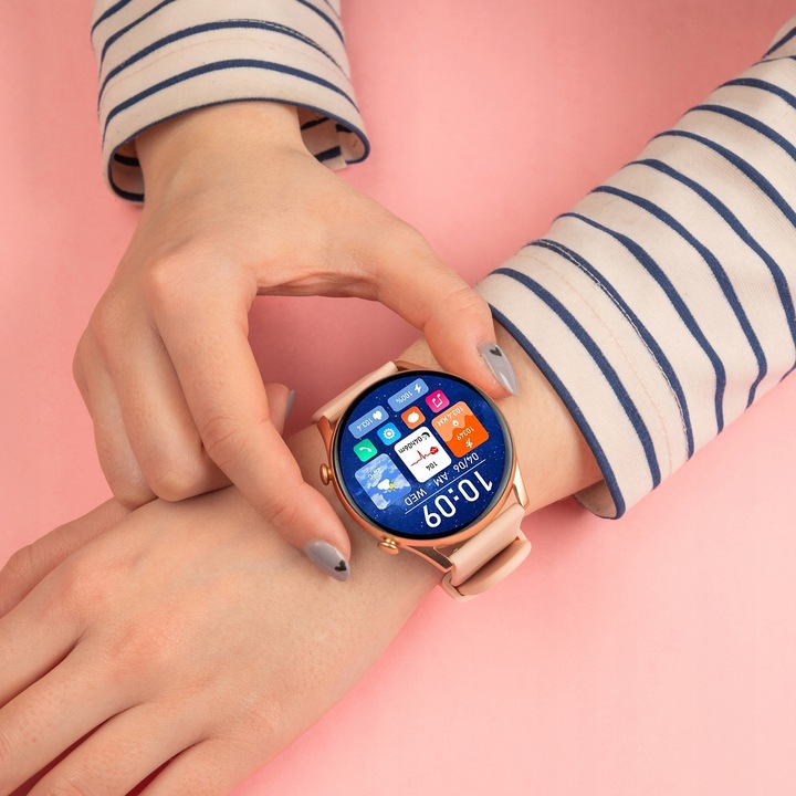 SMARTWATCH ZEGAREK DAMSKI POLSKIE MENU ROZMOWY ZDROWIE SPORT AMOLED 4 PASKI