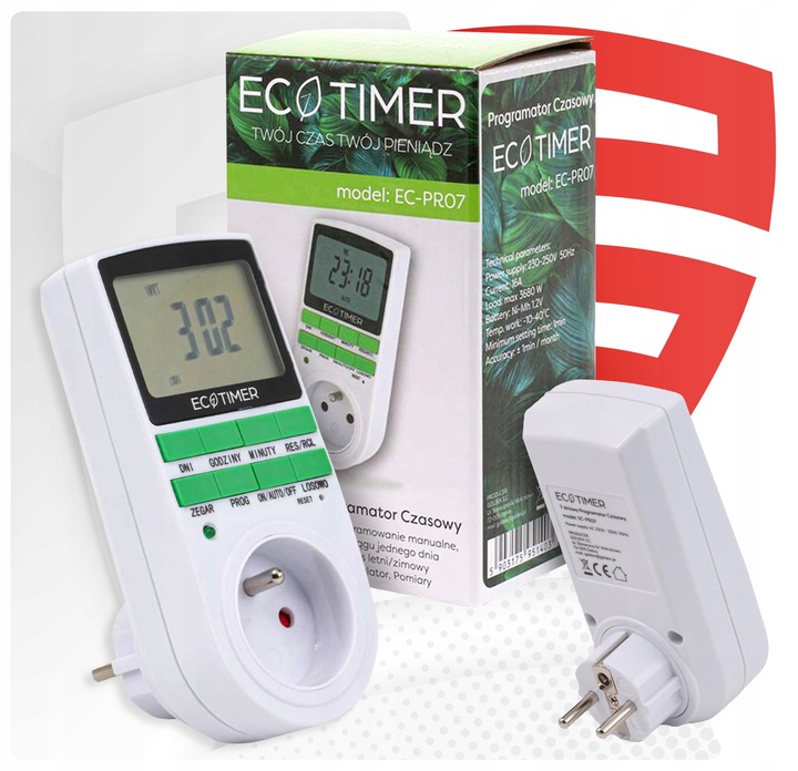 Gniazdko programowalne czasowe sterowanie 7 dni EC-PR07 PROGRAMATOR