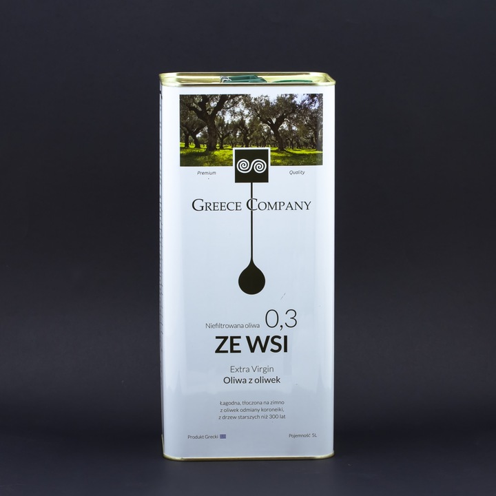 Oliwa z oliwek ZE WSI niefiltrowana Extra Virgin łagodna 0,3% 5 l