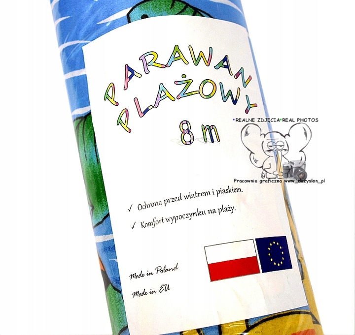 PARAWAN PLAŻOWY POLSKI 8m 800CM kotwice + młotek