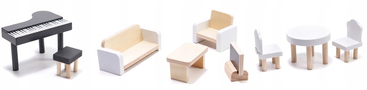 DOMEK DLA LALEK DREWNIANY LED Akcesoria Laleczki 3 Poziomy Duży Mebelki