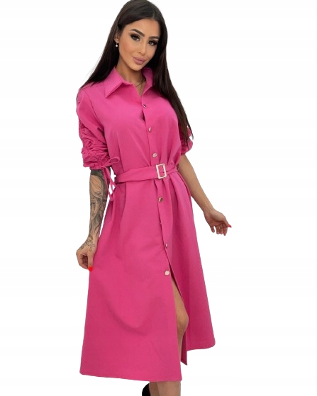 Sukienka midi amarant z paskiem ONE SIZE