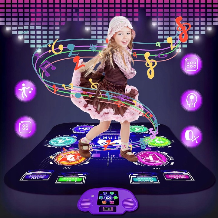 MATA LED DO TAŃCZENIA MUZYCZNA GRA DZIECI INTERAKTYWNA Z BLUETOOTH 5 TRYBÓW