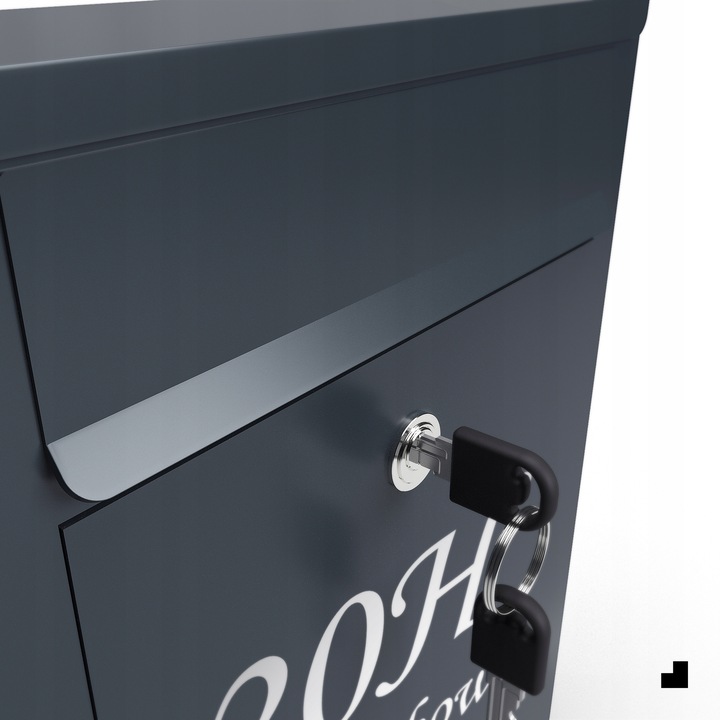 SKRZYNKA NA LISTY Z NUMEREM DOMU | POCZTOWA | A4 | ANTRACYT RAL7016 | WZORY