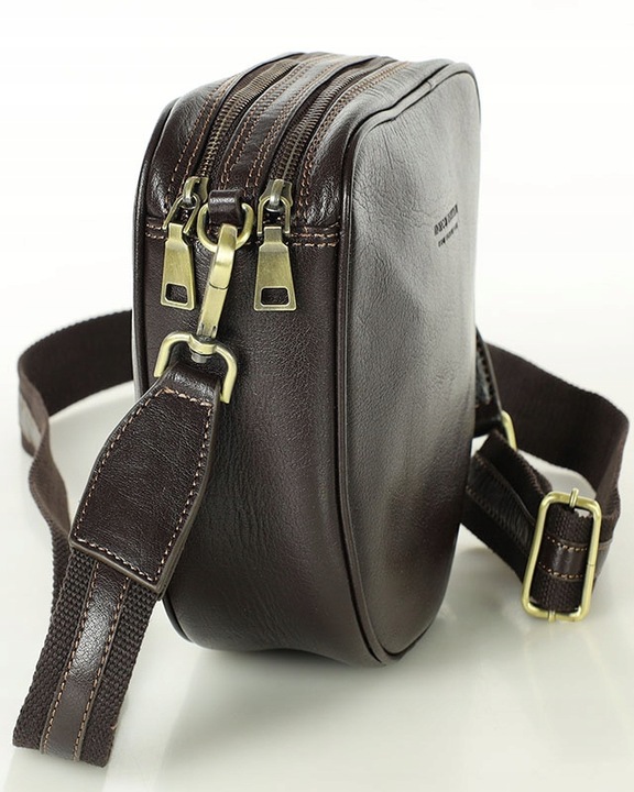 Torebka listonoszka NA SZEROKIM PASKU skórzana dwie komory Marco Mazzini