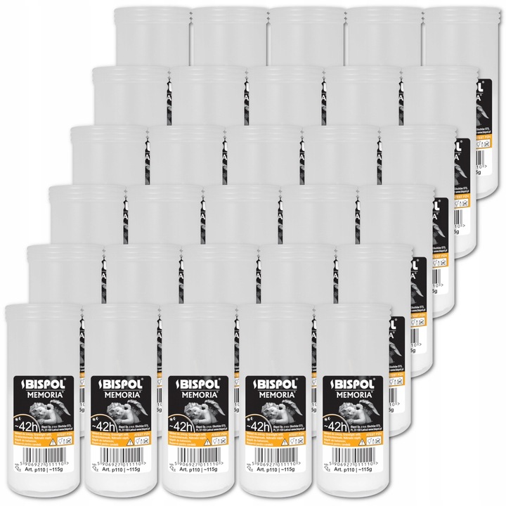 Wkłady do zniczy parafinowe BISPOL P110 42h 30szt