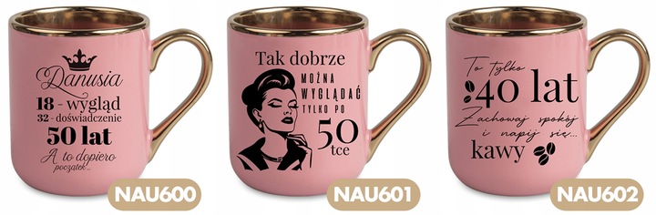 KUBEK ELEGANT Róż Na Prezent Urodziny TO TYLKO 40 50 60 LAT Imię Wzory