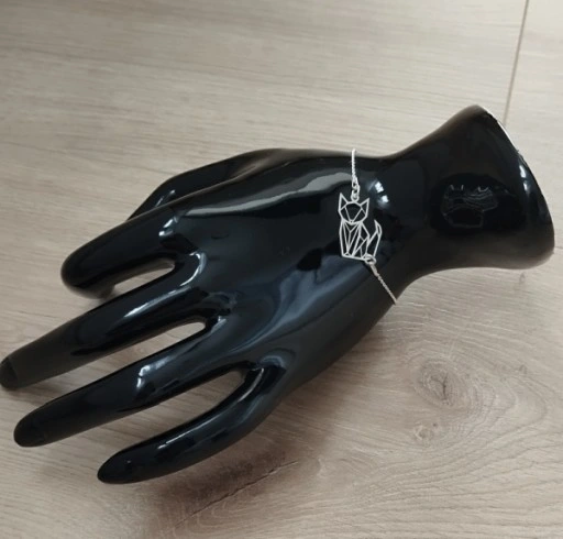 KOMPLET BIŻUTERII SREBRNEJ Z KOTKIEM KOTY KOTKI ORIGAMI 925 na prezent