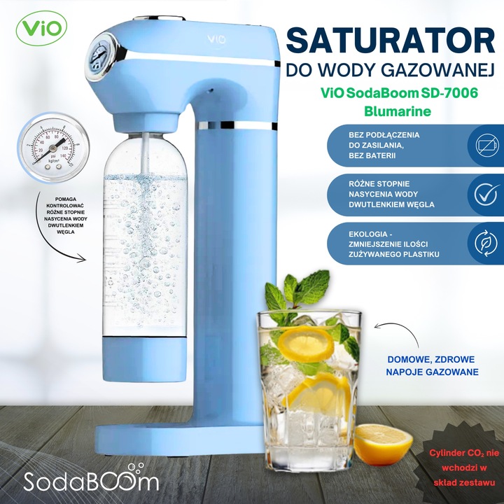Saturator do wody gazowanej ViO SodaBoom SD-7006 blumarine z manometrem
