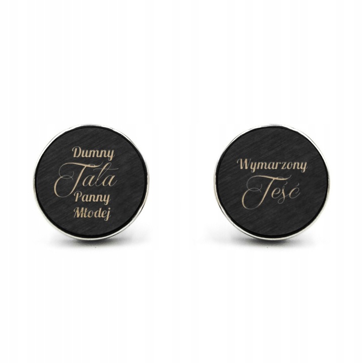 Spinki do mankietów drewniane z grawerem TATA/TEŚĆ