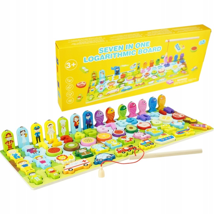 DREWNIANA LOGARYTMICZNA TABLICA MONTESSORI 7w1