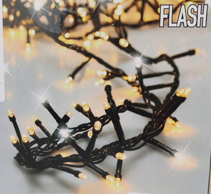 LAMPKI choinkowe białe ciepłe zimny FLASH 20 m TIMER na choinkę 270 cm