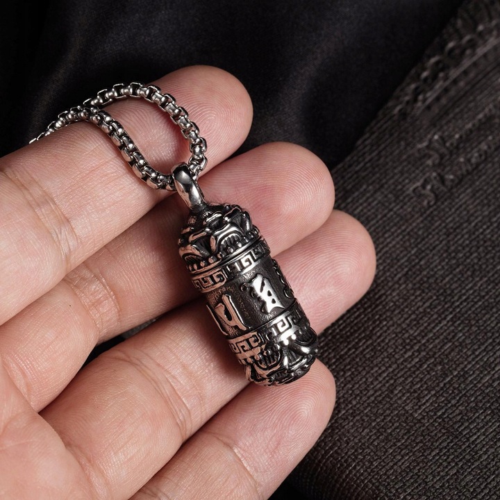 NASZYJNIK MĘSKI SEKRETNIK SREBRNY WISIOREK OTWIERANY STAL CHIRURGICZNA 316L