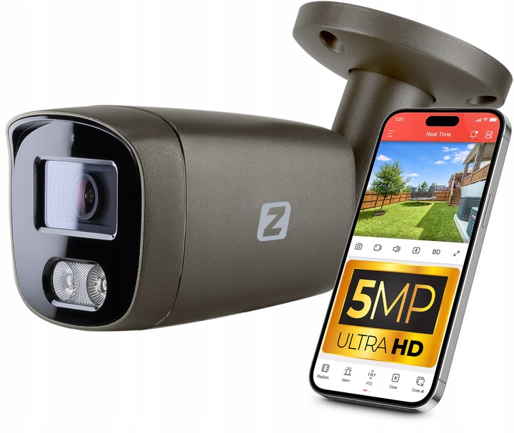 Kamera Zewnętrzna IP PoE 5MPx 30m IR, 2.8mm, AUDIO , DETEKCJA IP67 SZARA