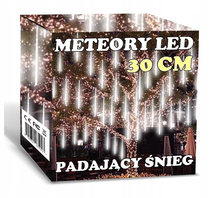 SOPLE METEORY BIAŁE ZIMNE LED LAMPKI PADAJĄCY ŚNIEG 30cm BIAŁY ZIMNY