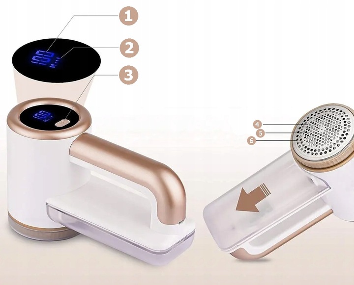 DUŻA MOCNA GOLARKA DO UBRAŃ 2000mAh 6 OSTRZY 5 WAT WYŚWIETLACZ LCD + KABEL