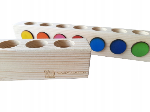 Drewniany sorter na biurko ORGANIZER na kredki Montessori polski producent