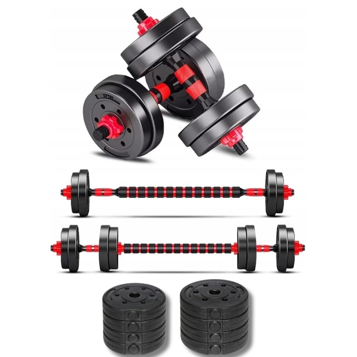 HANTLE ZESTAW HANTLI REGULOWANYCH DO ĆWICZEŃ 10 kg 2 X 5 kg + SZTANGA