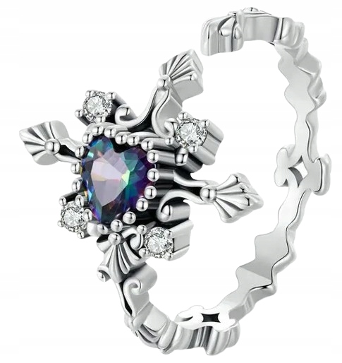 Pierścionek Ażurowy Czarny Krzyż srebro regulowany s925 +pudełko