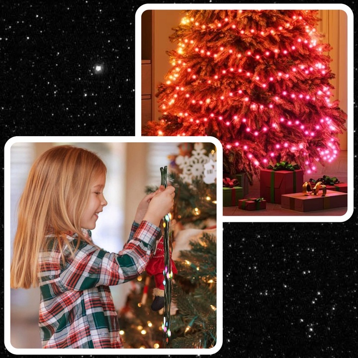 LAMPKI CHOINKOWE 100LED MULTIKOLOR ŚWIĄTECZNE SMART WIFI PILOT 10M