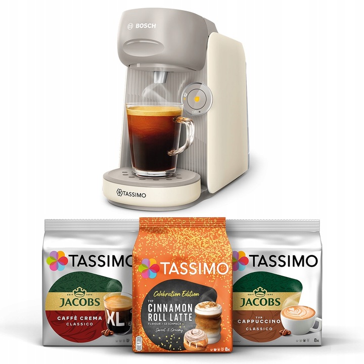 Ekspres kapsułkowy Bosch Tassimo Finesse + 3x Tassimo + kubek