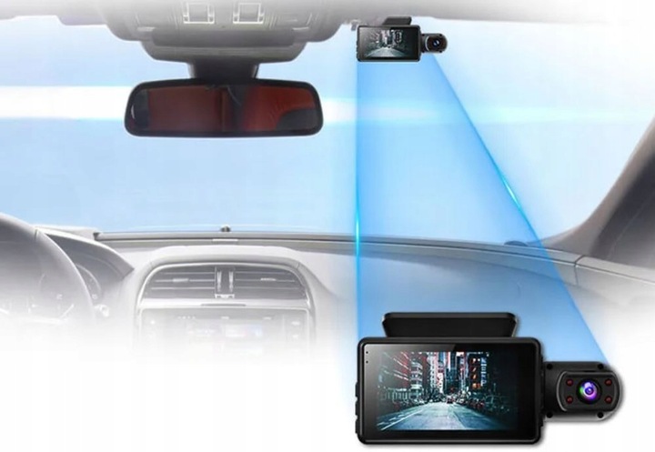 WIDEOREJESTRATOR KAMERA SAMOCHODOWA REJESTRATOR JAZDY HD DWA OBIEKTYWY