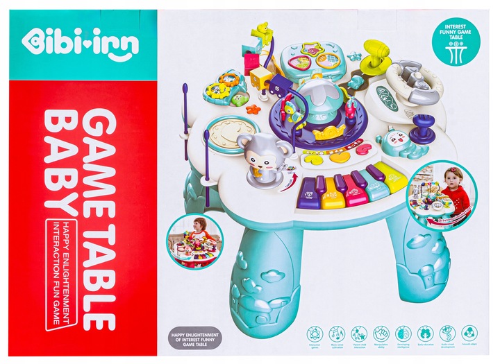 Edukacyjny Stolik Interaktywny Organki Cymbałki Melodie Zwierzątka Mikrofon