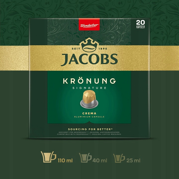 Kapsułki Jacobs do Nespresso(r)* Lungo, Espresso, Kronung, 100+20 GRATIS!