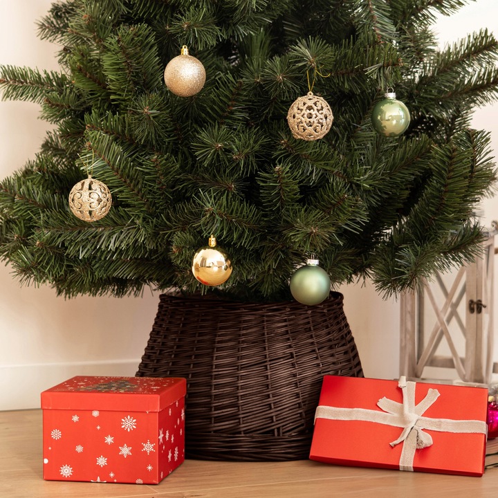 OSŁONA WIKLINOWA NA STOJAK POD CHOINKĘ 50 cm OSŁONKA KOSZ STOJAKA BRĄZOWY