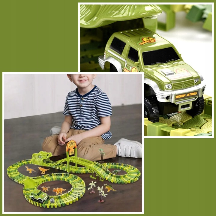 MEGA TOR WYŚCIGOWY DINO PARK DINOZAURÓW 169 EL DINOZAURY SAMOCHODZIK TOR