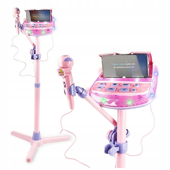 ZESTAW KARAOKE DLA DZIECI ODTWARZACZ MP3 MIKROFON STATYW NN KSET