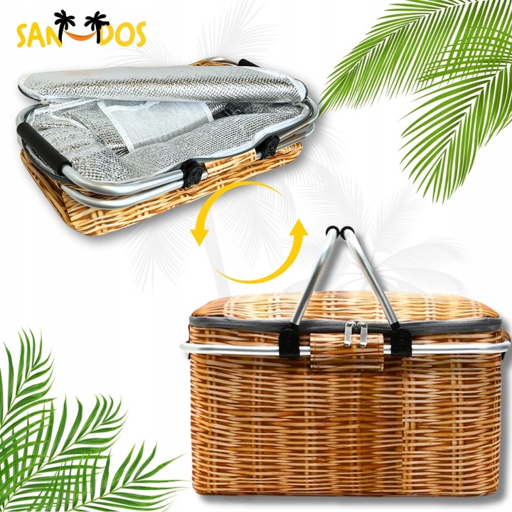 Torba kosz termiczny wiklinowy piknikowy koszyk na piknik zakupy składany