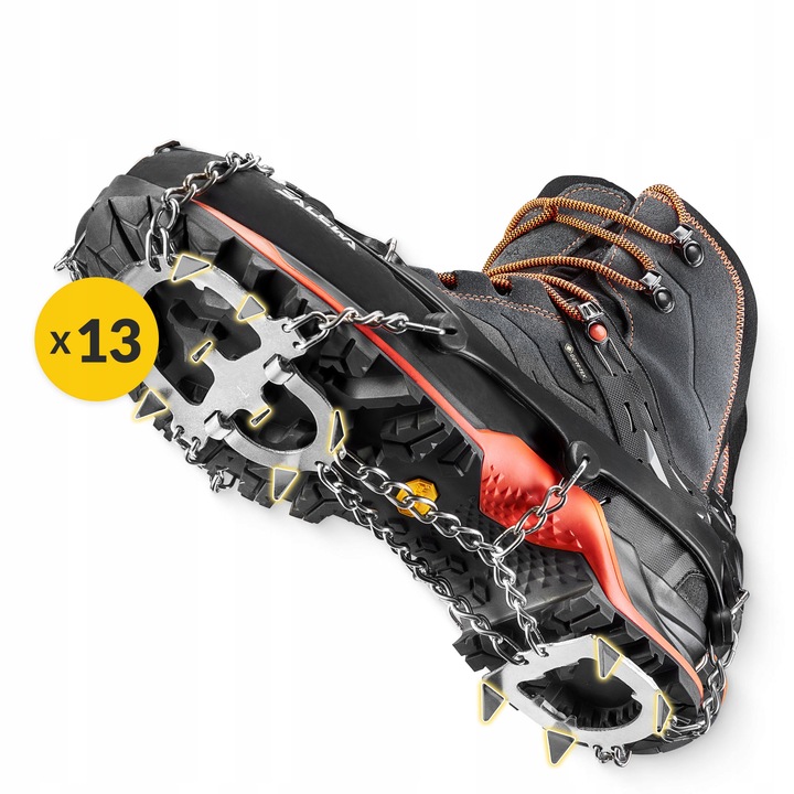 RACZKI NA BUTY TURYSTYCZNE TREKKINGOWE GÓRSKIE Z KOLCAMI ŁAŃCUCHY PREMIUM L