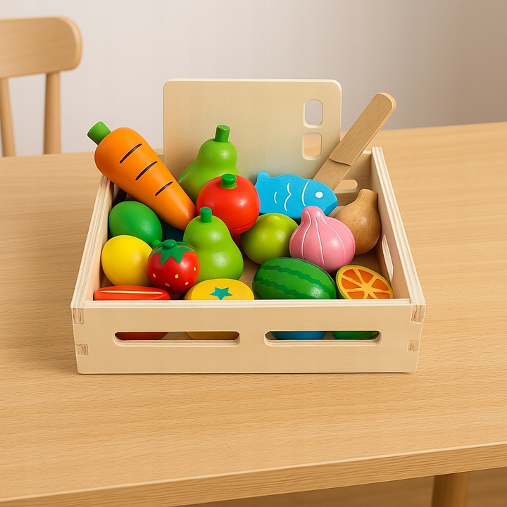 DREWNIANE OWOCE I WARZYWA DO KROJENIA NA RZEP DLA DZIECI 17 ELEMENTÓW XXL