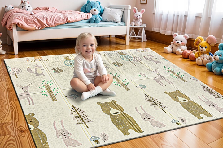 MATA PIANKOWA EDUKACYJNA SKŁADANA DLA DZIECI DUŻA MISIE BALONY 180x200