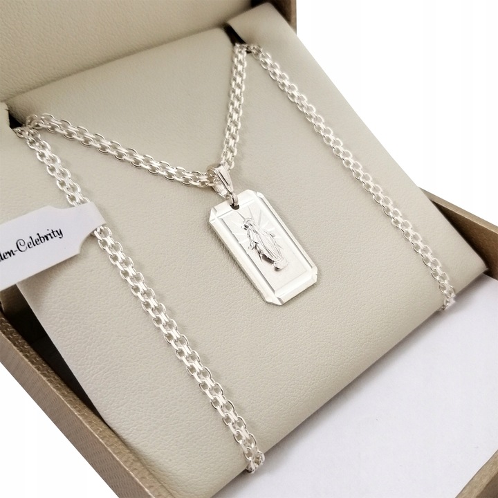 SREBRNY ŁAŃCUSZEK BISMARK+MEDALIK CUDOWNY 925 NASZYJNIK DLA CHŁOPCA+GRAWER